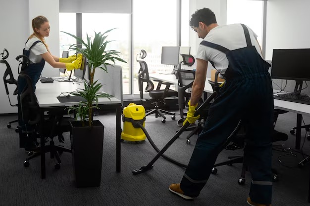Équipe de professionnels souriants dans un espace de travail moderne
